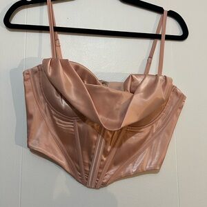 Elegant Satin Corset Top - Pink